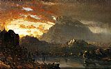 Wilderness Canvas Paintings - Sunset in the Wilderness with Approaching Storm